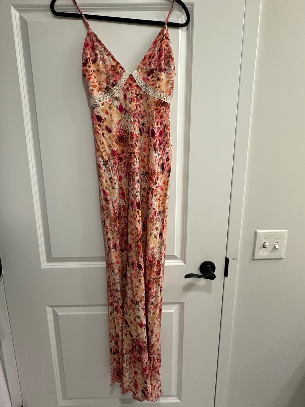 Favorite Daughter Peach and Pink Floral Slip Maxi Dress